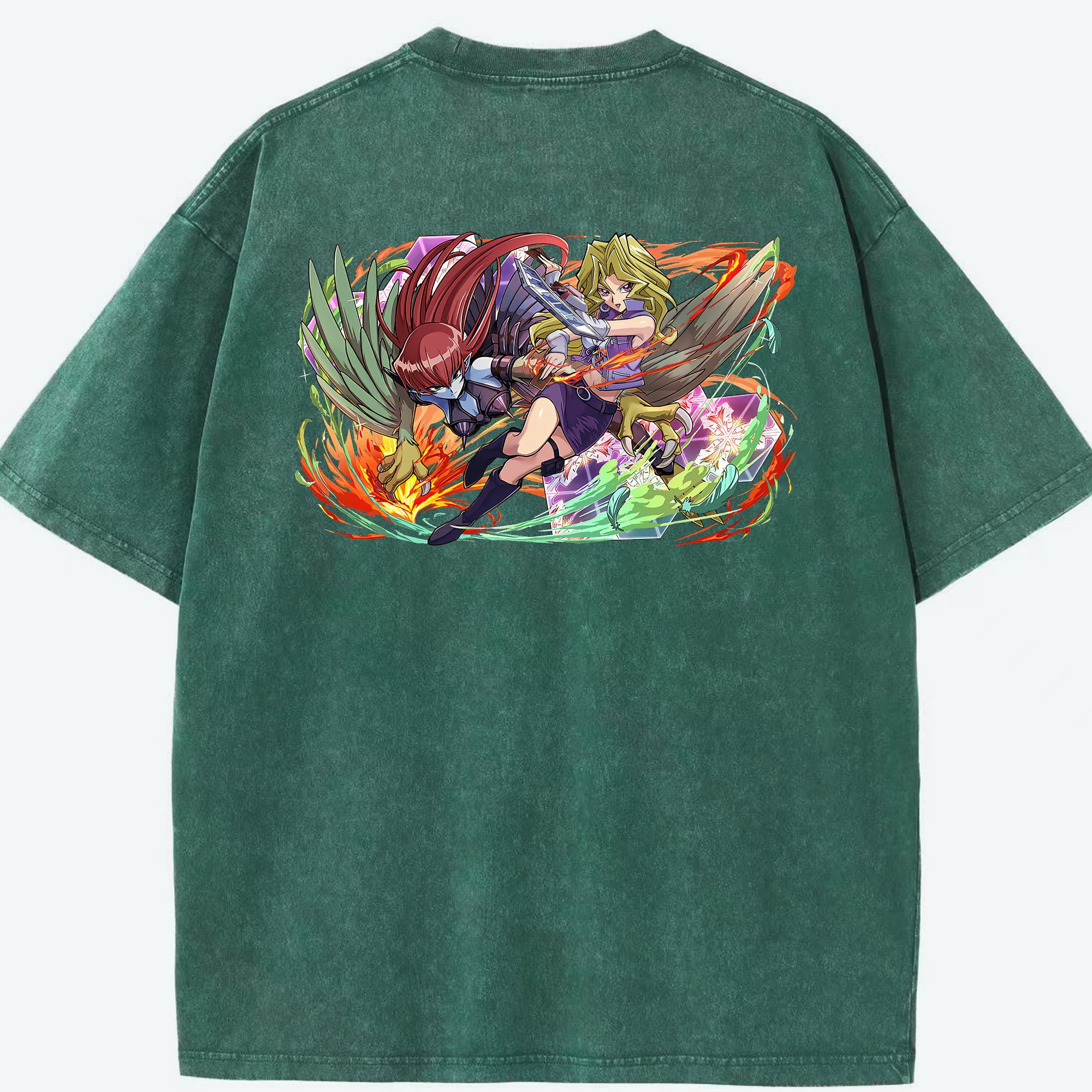 （画像用） 遊☆戯☆王 Yu-Gi-Oh! 綿100% ヴィンテージ風 半袖Tシャツ（背面プリント）
